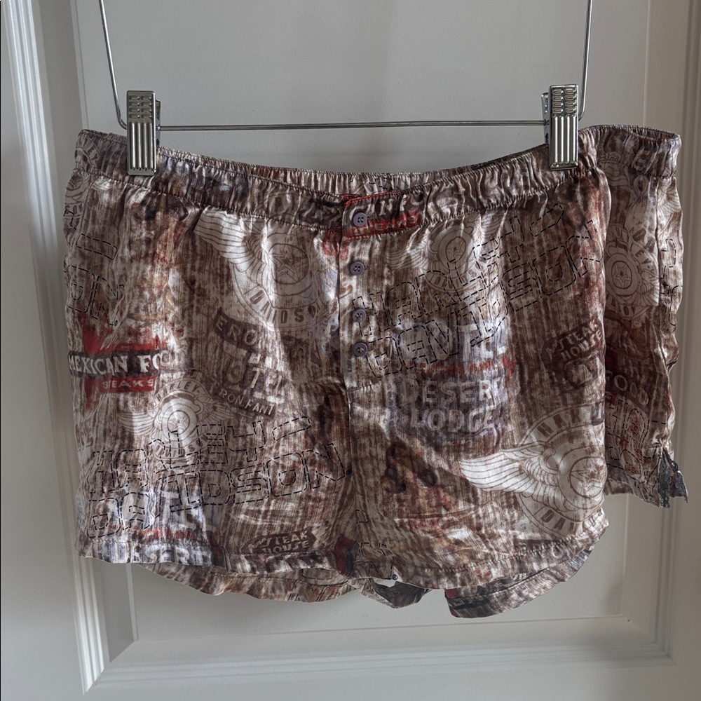 Vintage Women’s Harley-Davidson 100% silk sleep lounge shorts 1 inch inseam XL